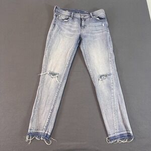 Gap Jeans Size 29T Womens Girlfriend Stretch‎ Light Wash Blue Faded Denim Ripped